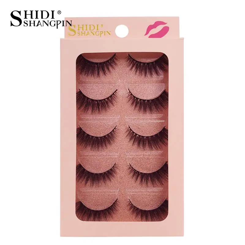 

SHIDISHANGPIN 5 Pairs Mink Eyelashes Natural Long 3d Eyelashes 1cm-1.5cm 3d Mink Lashes Hand Made 3d False Lashes False Eyelash