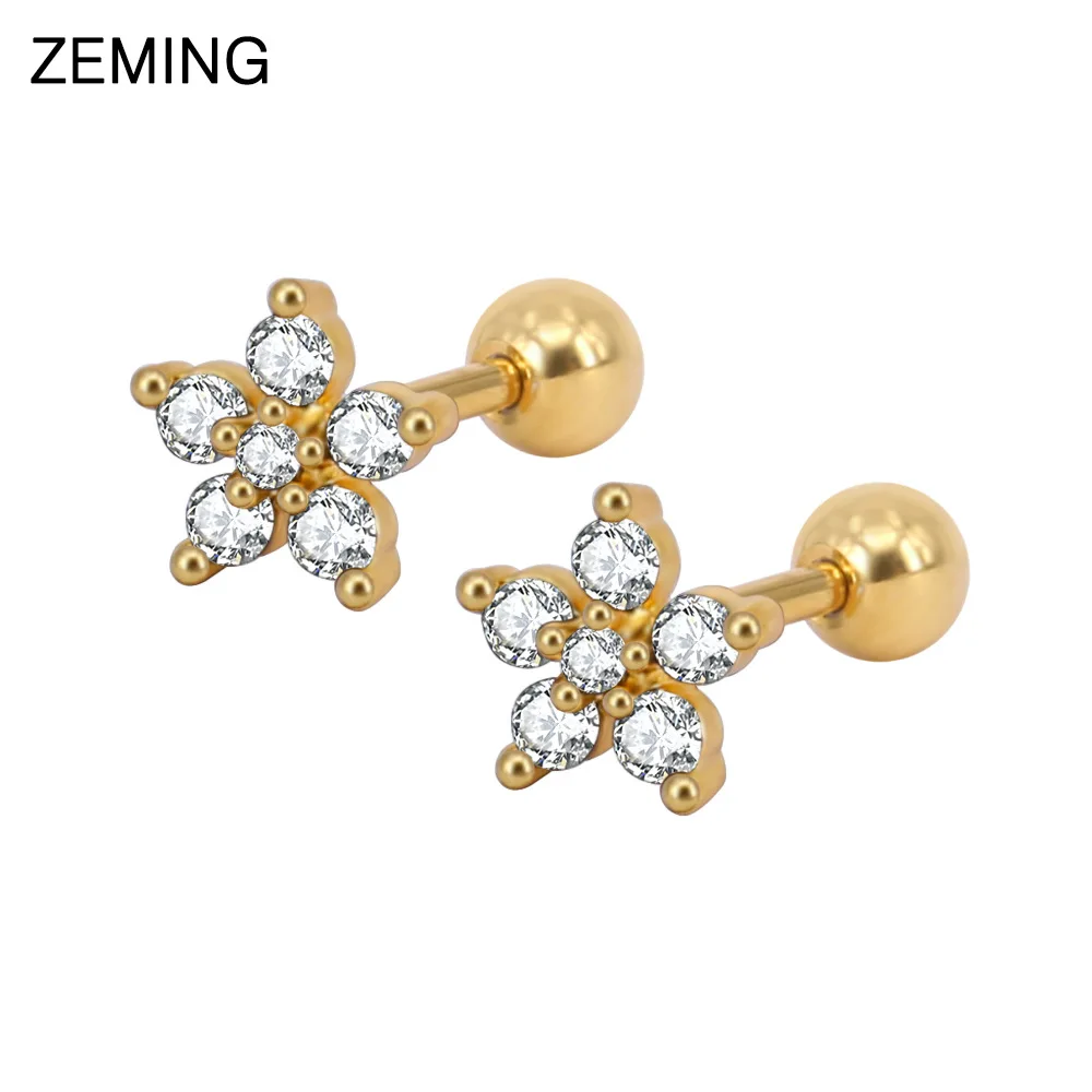 

fashion hot Earrings female zircon Stud Earrings small flower earrings titanium steel ear Earrings