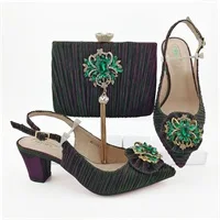 Новинка года; женские свадебные туфли синего цвета с сумочкой в комплекте; обувь на платформе и высоком каблуке для невесты; комплект из туфель и сумочки - Цвет: Green