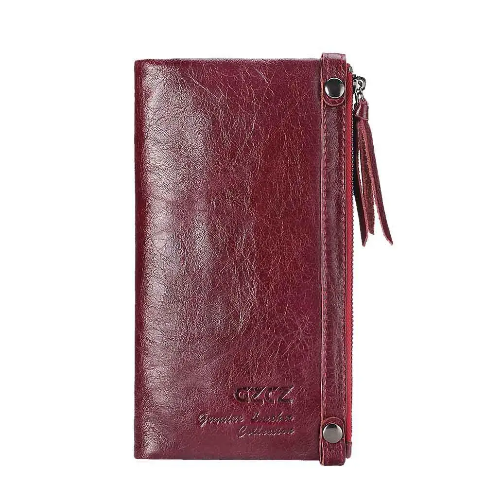 Модный женский кошелек, Женский кошелек из натуральной кожи, дизайнерский женский кошелек, сумочка для денег, чехол, карман для телефона, Carteira Feminina - Цвет: Dark Red Wallets