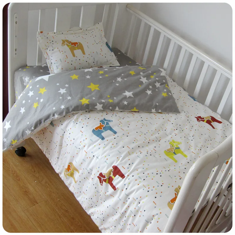 

Baby Bedding Set 3Pcs For Crib Newborn Baby Bed Linens For Girl Boy Detachable Cot Sheet Quilt Pillow Including without Filling