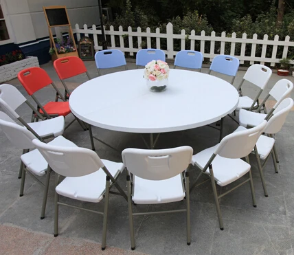 HDPE plastic folding dining table round for hotels restaurant home and outdoor 183D