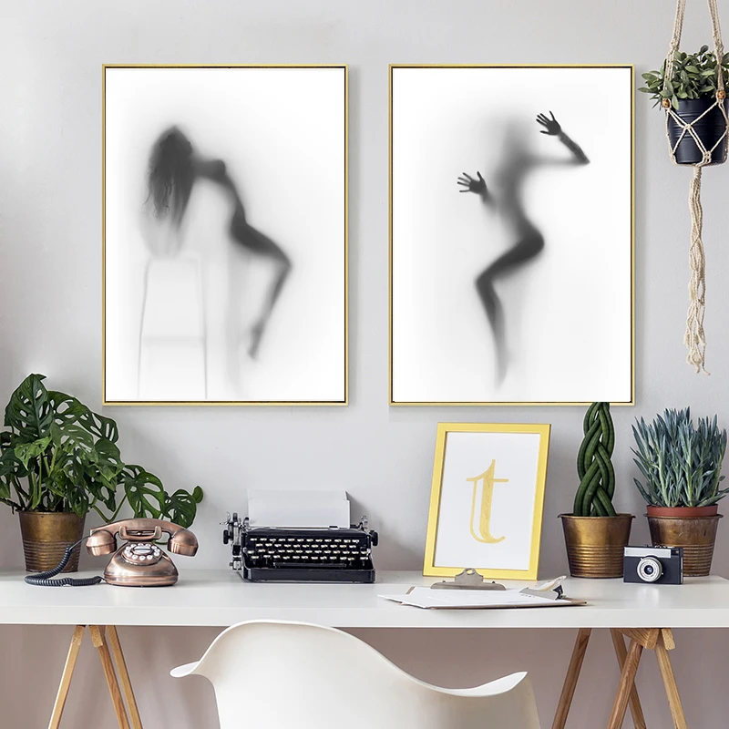 

Black and White Canvas Art Sexy Nude Women Canvas Prints Painting Shadow Posters and Prints Nordic Wall Picture for Living Room