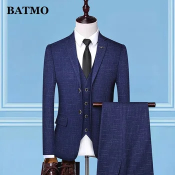 

BATMO 2019 new arrival high quality casual plaid suits men,men's wedding dress,plus-size M-XXXL 1817