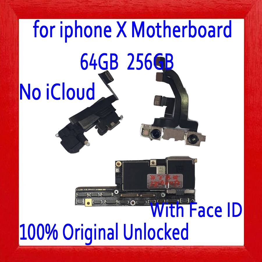 

Original unlocked for iphone X Motherboard with Face ID,64GB 256GB for iphone X Mainboard with Full Chips,Logic board,No iCloud