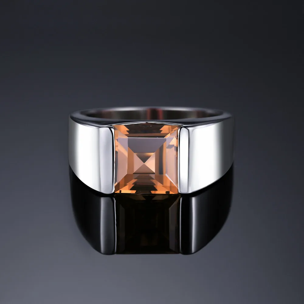 Jewelrypalace Men Square 2.2ct Genuine Smoky Quartzss Wedding Ring 925 Sterling Silver Wedding Ring For Men Fashion Accessories