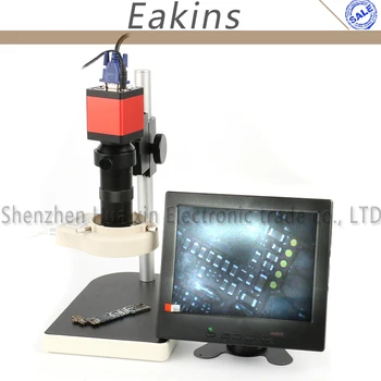 

13MP HDMI VGA Digital Electronic Video Microscope Camera 100X C Mount Lens 56 LED Ring Light Stand Holder 8" LCD Monitor Set