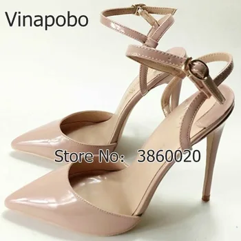 

Slingback Ankle Strap Beige High Heels Heart Strappy Pumps Patent Leather Pointed Toe Italian Bar Fashion Brand Women