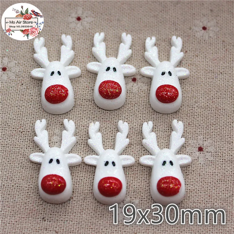 6 PC CHRISTMAS REINDEER WITH LIGHTS FLATBACK FLAT BLACK RESINS