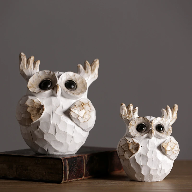 

Resin Retro and Nostalgic Owl figurines Creative Nordic decoration home fairy garden miniatures Animal Arts and Crafts gifts