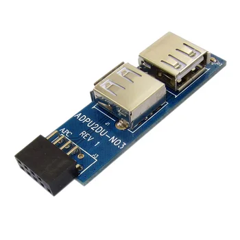 

5pcs/lot 9pin USB 2.0 Female Pin header to Dual USB2.0 port Adapter card