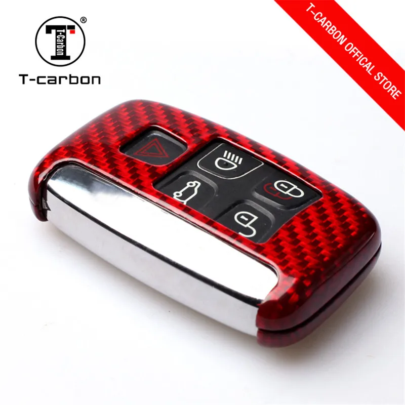 

Real Carbon Fiber Car Key Pack Cover Key Case Holder Shell Keychain Accessories For Land Rover Range Rover Evoque/Jaguar