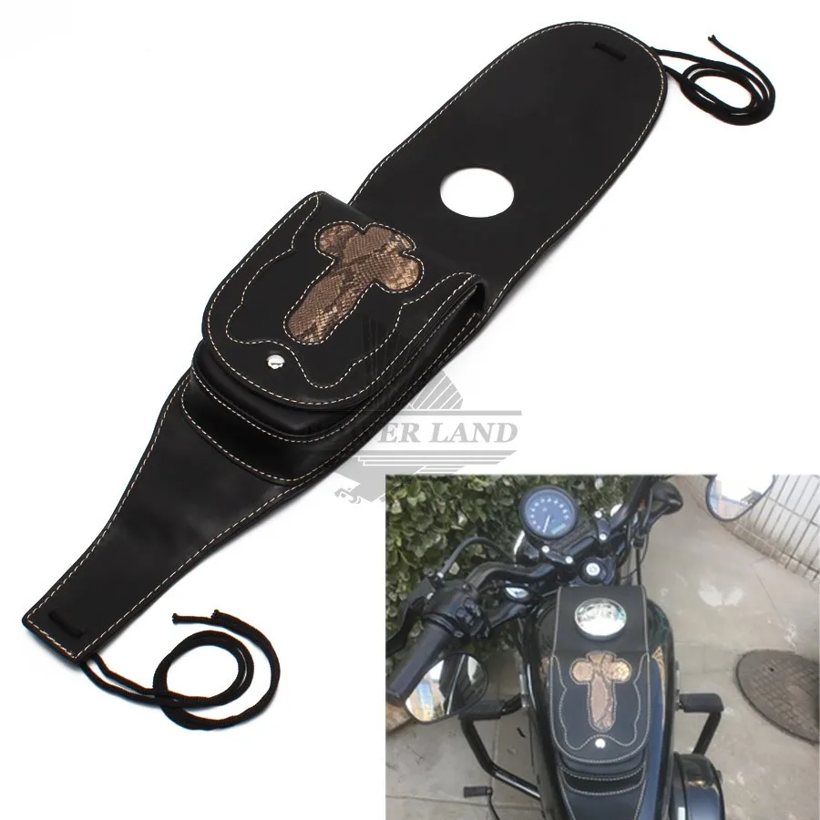 1pcs Motorcycle Tank Bag Black Synthetic Leather Tank Cap Cover Panel