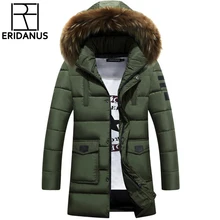 Мужская парка, хлопковая Толстая хлопковая куртка, новая Длинная зимняя парка, теплая модная деловая хлопковая куртка, пальто с меховым воротником X626