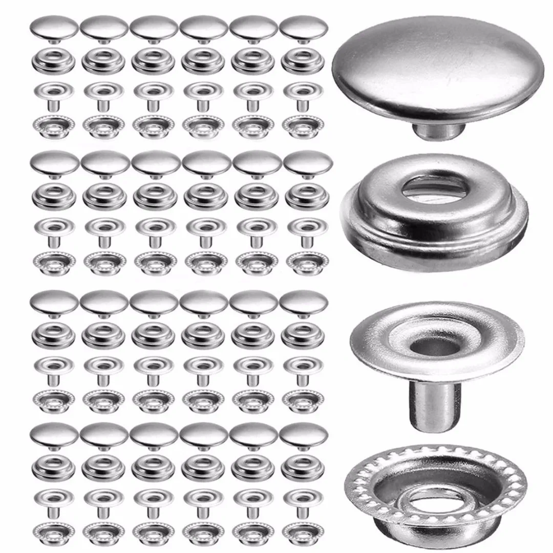 JX-LCLYL 100pcs 25 Sets Stainless Steel Fastener Snap Press Stud Cap Button Boat Canvas