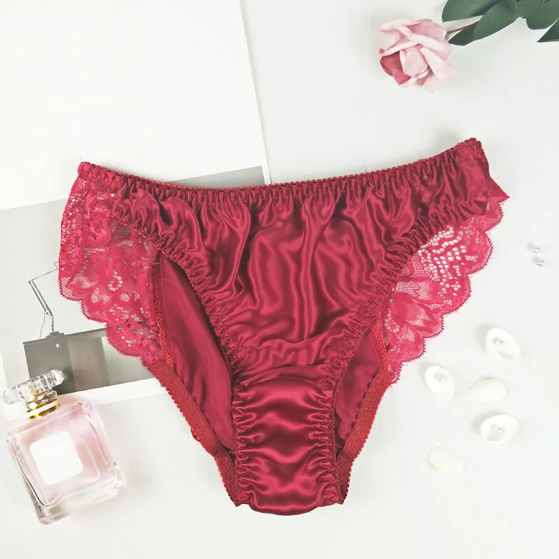 Underwear Womens Underpants M-XXL Lingerie Seamless Lady Womens Ladies Sexy LACE Lace Underpants Silk Silk - Color: Red