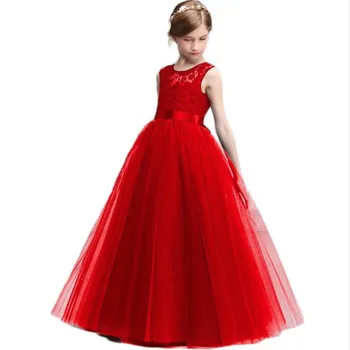 

Princess Dress Girls Costume Birthday Party A-line Dress Long Tulle Teenage Girl Dress Children Clothes Sleeveless 4-14 Years