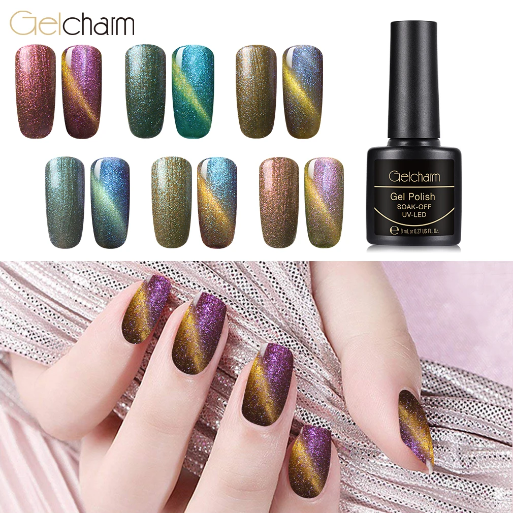 

24 Colors Magnet Chameleon Cat Eye 8ml Gel Polish Nail Art UV Gel Varnishes Top Base Coat Vernis Semi Permanent Gellak GelCharm