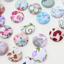 200 шт хлопчатобумажная ткань ручной работы с закрытыми пуговицами-плоские спинки 20 мм, разные цвета, цветочный узор, узор в горошек, клетчатая клетка и т. Д