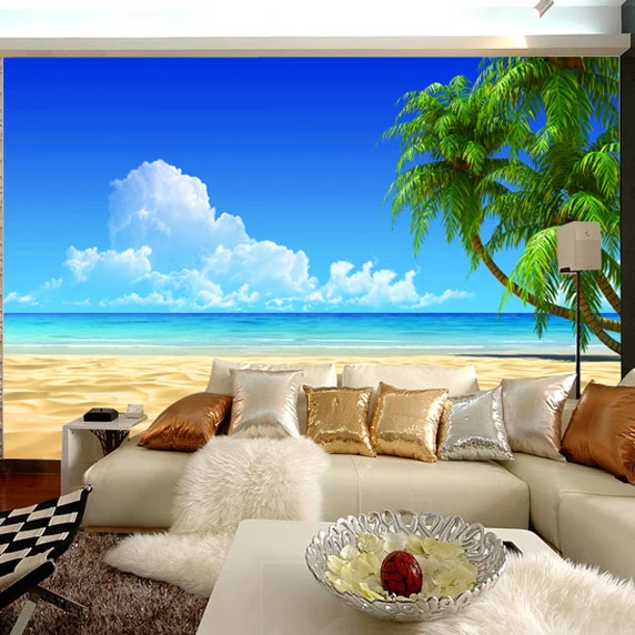 Large murals seamless three dimensional sea view 3D wallpaper sea view
