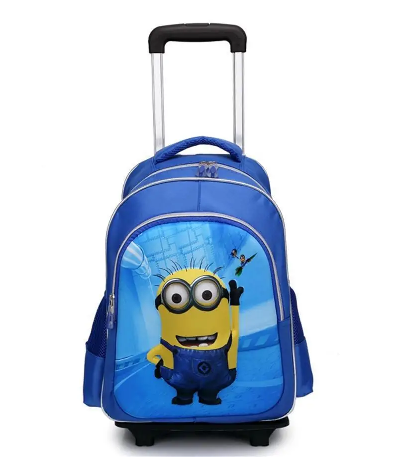 DHL Free Shipping Me Cartoon Backpack On Wheels Boys Blue Minion RemovableTrolley School Bag Kids Book Mochila Infantil | Багаж и сумки