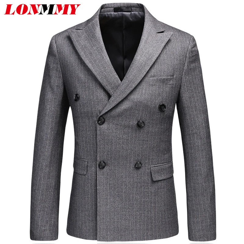 LONMMY мужской пиджак Slim fit Хлопок Полиэстер двубортный модное платье мужские пиджаки для женщин костюм серый синий Новый 2018 весн