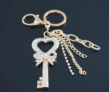 Exquisite Key Heart Butterfly Lovely Fashion Cute Rhinestone Crystal Pendent Keyring KeyChain Women Charm New Jewelry Gift