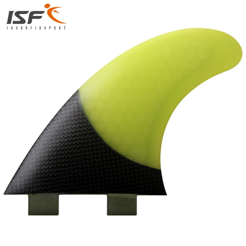 

Insurfin Carbonfiber Surfboard Fins Thruster Fin Set (3) FCS Compatible Medium Surf Fin Lemon