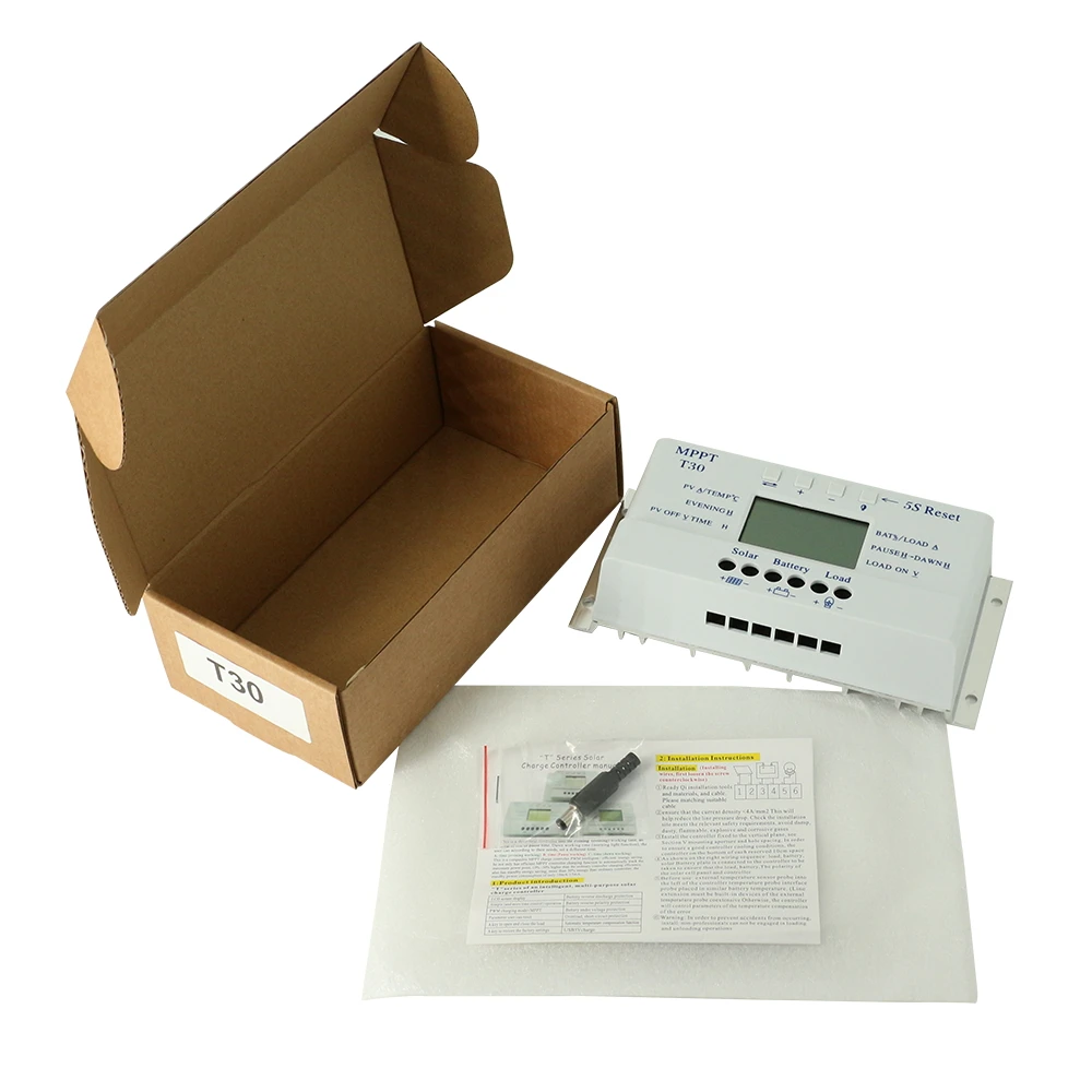 Controlador de Carga Regulador de Bateria Solar de 12v Solar Mppt 40a - 24v Bateria Automática Lcd Duplo Temporizador Controle T10 T20 T30 T40 10a 20a 30a 12v 24v, bateria automática, regulador de bateria,