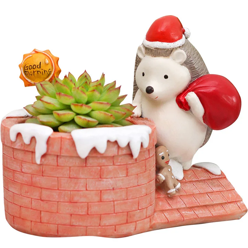 

Hot Cartoon Animal Hedgehog Succulent Flowerpot Planter Bonsai Cactus Flower Pot Desktop Home Office Decoration Christmas Gifts