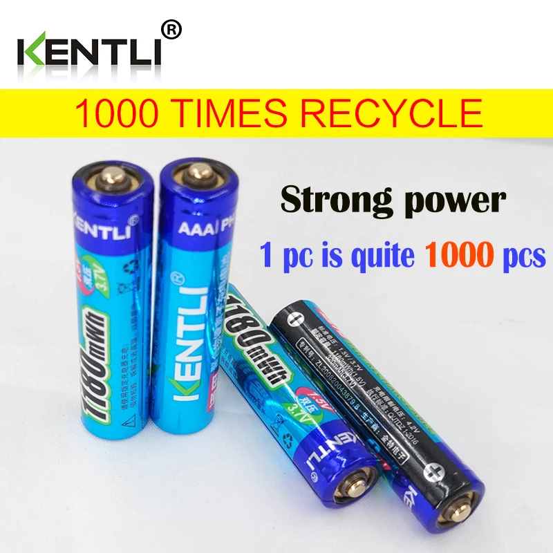 Free shipping 4pcs KENTLI 1.5v 1180mWh aaa polymer lithium liion