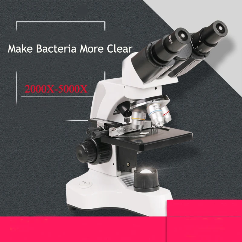 

Microscope 40X-2000X/5000X Binocular Biological Compound Microscopes WF 10X/25X Double LED Lab with Mechanical Stage,Storage Box