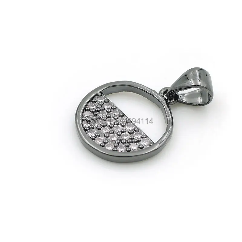 14*12*2 мм Micro Pave Clear CZ круглое очарование подходит для мужчин и женщин делая ожерелья ювелирные изделия