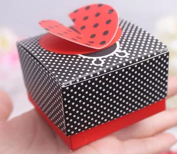

100pcs Ladybug Candy Chocolate Box Boxes For Wedding Party Baby Shower Holiday Festival Favor Gift