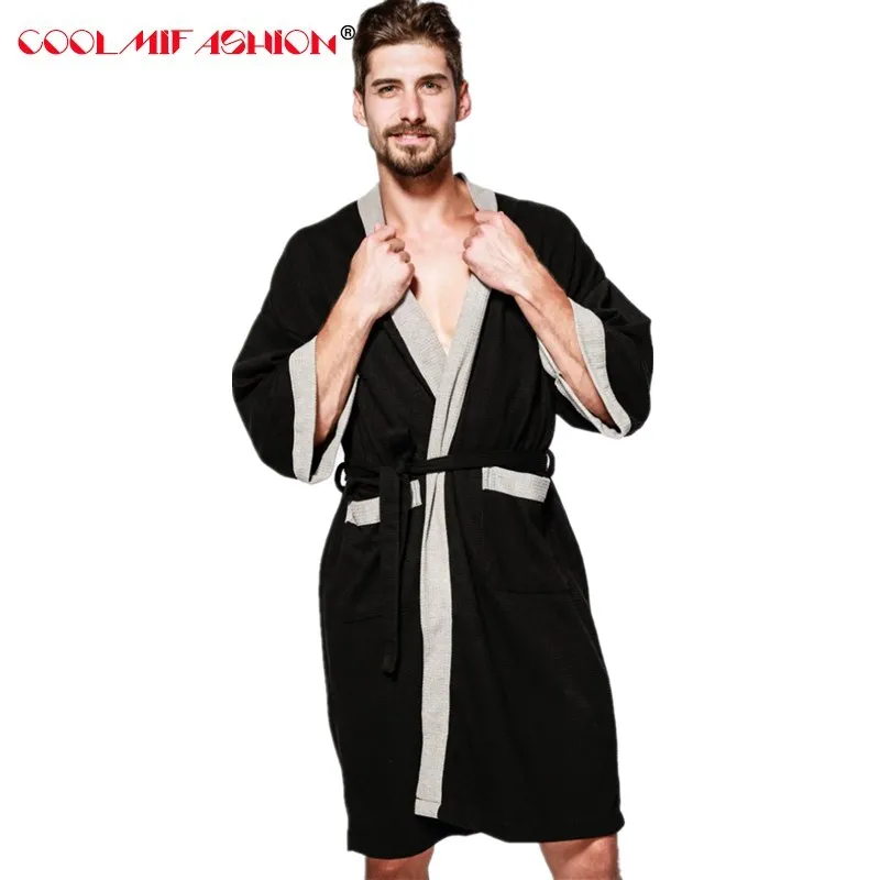 Waffle Robes Spring Winter Autumn Casual Cotton Male Nightwear Kimono Bathrobe Belt Elegant Bathroom Spa Men Homewear Long Robe Waffle Robes Spring Winter Autumn Casual Cotton Male Nightwear Kimono Bathrobe Belt Elegant Bathroom Spa Men Homewear Long Robe