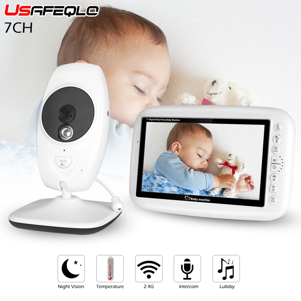 

7CH 2.4GHz Wireless Video Color Baby Monitor SP870 High Resolution Baby Nanny Security Camera Intercom Babysitter