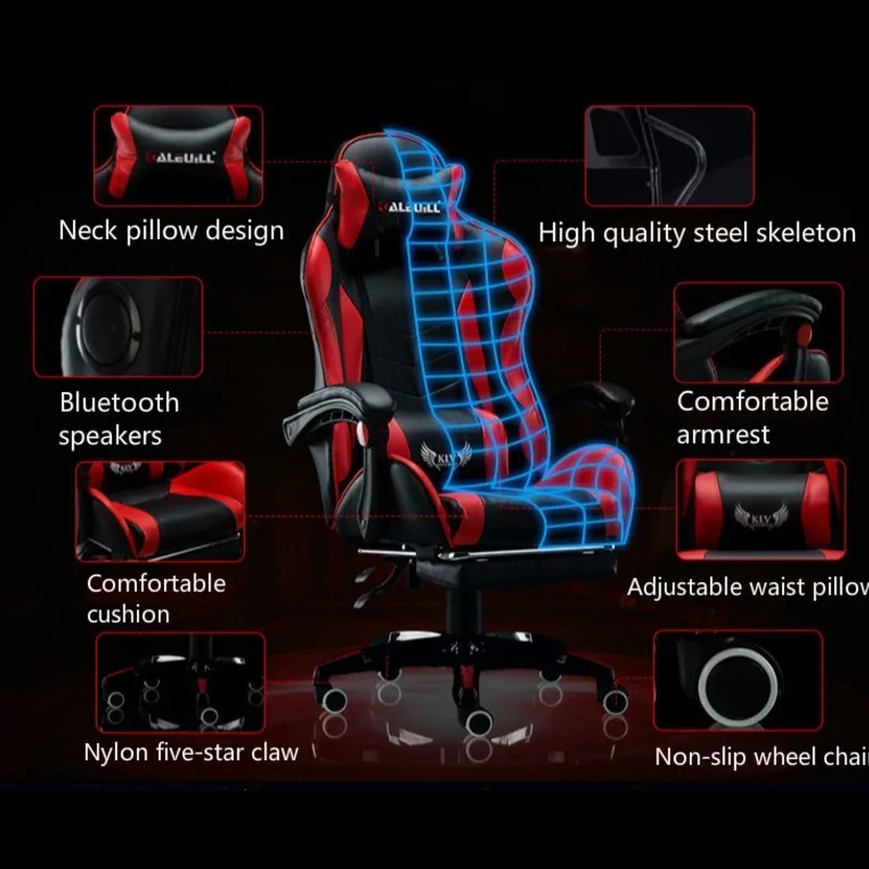  Multi-function Office Chair Household Reclining Massage Computer Chair with Footrest Lifted and Rot