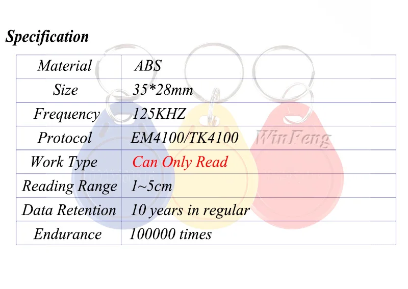 (100 шт./лот) низкая цена ABS водостойкая программа Пассивная RFID Метка 125 кГц Близость идентификатор брелок