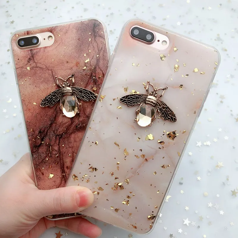 

Bling Bee Gold Foil Soft TPU Glitter Marble Cases For Huawei Mate 20 P30 P20 pro Nova 4 3 3i Honor 8X 9 V10 V20 Psmart Plus