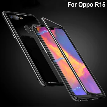

Magnetic Adsorption Metal Case For Oppo R15 Phone Cases Magneto Tempered Glass Cover 6.28'' For Oppo R 15 OppoR15 PACM00 shell
