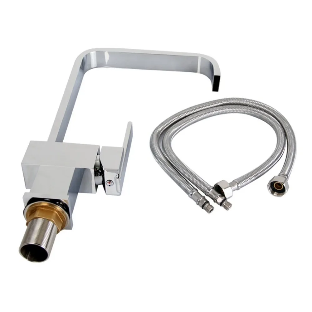 

Newest Square Swivel Spout Kitchen Sink Basin Mixer Tall Tap Faucer Filler Swivel Spout