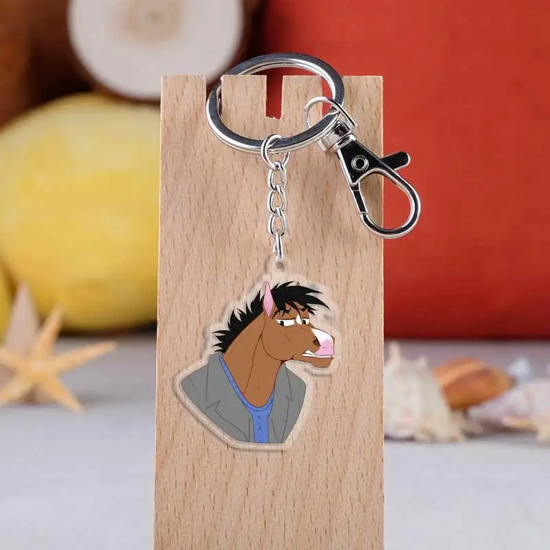 Американский Аниме BoJack Horseman брелоки акриловые мультфильм рисунок Hourse автомобильный брелок держатель брелок для ключей, ювелирные аксессуары подарок