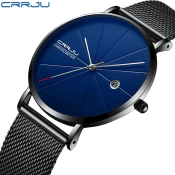 

Top Luxury Brand CRRJU Men Watches Stainless Steel Display Calendar Fashion Casual Quartz Watch Business Watch Relogio Masculino
