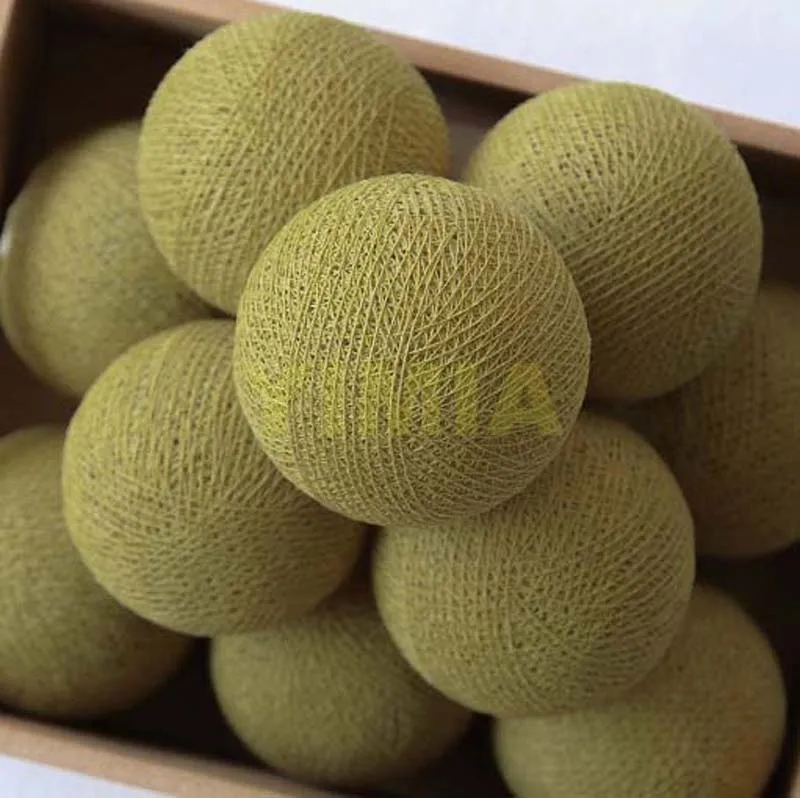 Pаспродажа Оливково зеленый ватные шарики светодио дный Строка сказочных огней Батарея работает светодио дный Guirlande Lumineuse Luces новогодние гирлянды праз...