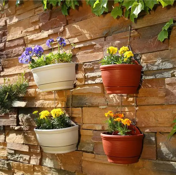 0007 double pottery style wall hanging planter Pot Home Decor Garden