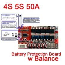 4S 5S 50A 12,8 V 16V PCM BMS LiFePo4 литий-железо-фосфатная Защитная плата батареи с балансом 3,2 v