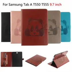 Панда Таблица чехол для T550 Мода PU кожаный чехол для Samsung Galaxy Tab 9.7 дюймов SM-T555 T550 визитница принципиально