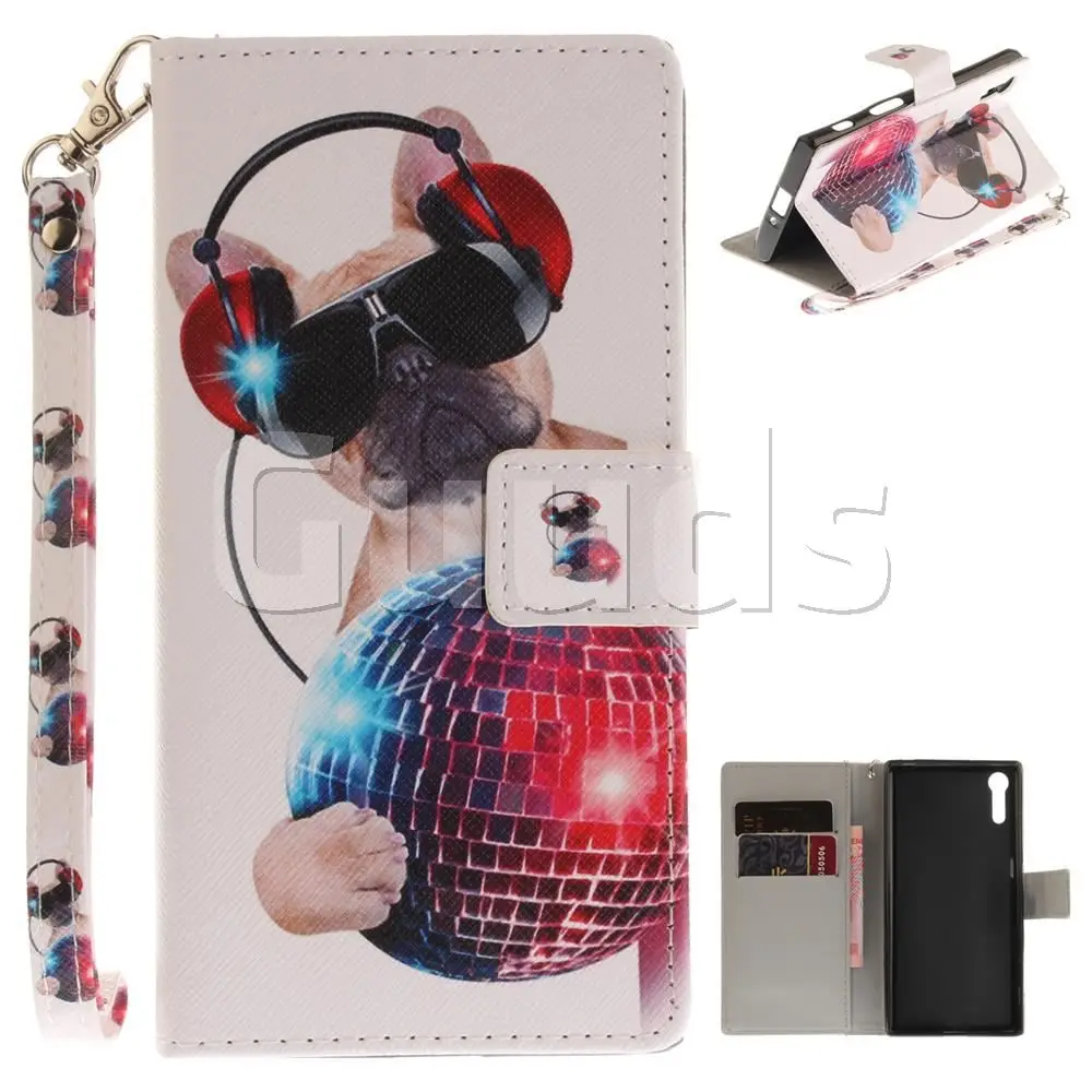 Fashion Dog Hand Strap Leather Wallet Case for Sony Xperia XZ