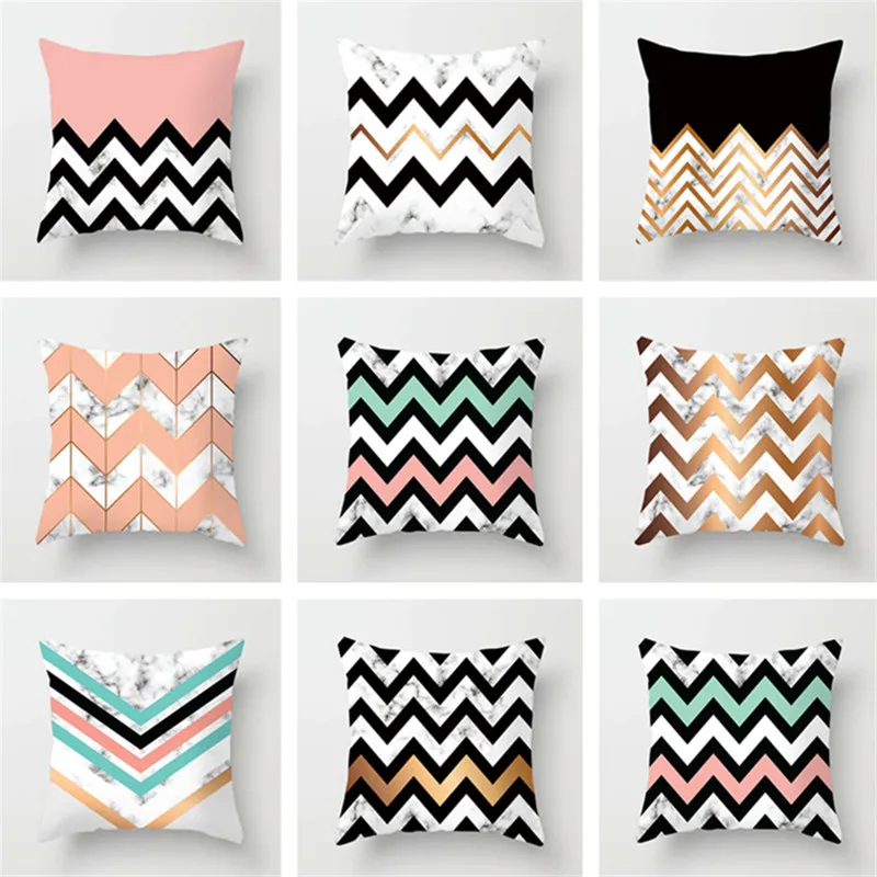 marble geometric striped ripple cushion cover