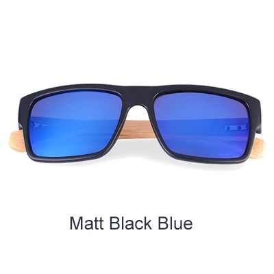 Ralferty, Ретро стиль, черные, ручной работы, бамбуковые, деревянные солнцезащитные очки, мужские, квадратные, солнцезащитные очки для мужчин, UV400, уличные очки, lunetes Oculo - Цвет линз: Matt Black Blue